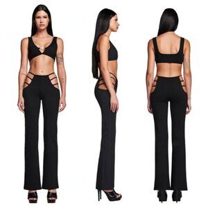 NWOT I.AM.GIA Lucid Cutout Strappy Waist Flare Pants M Black